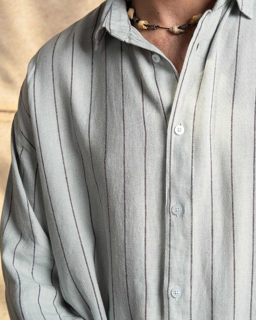 Grey Striped Shirt Linen Shirt IN YOUR SHOE M 
