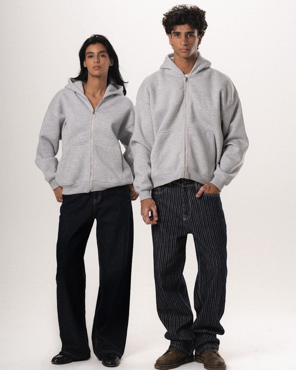 Heather Grey Basic Boxy Zip-Up Hoodie Zip Up Hoodies IN YOUR SHOE S 