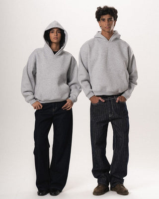 Heather Grey Basic Heavy Boxy Hoodie Plain Hoodies IN YOUR SHOE S 