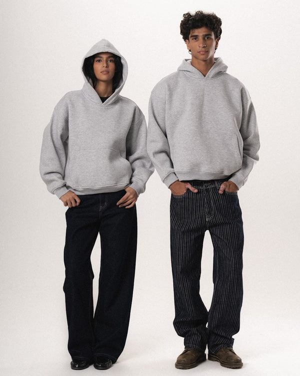 Heather Grey Basic Heavy Boxy Hoodie