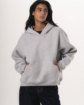 Heather Grey Basic Heavy Boxy Hoodie Plain Hoodies IN YOUR SHOE 