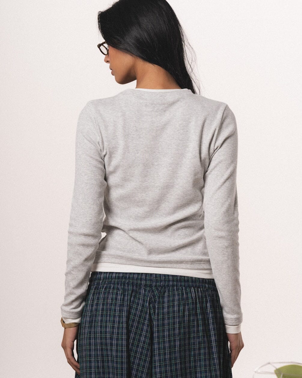 Heather Grey Double Layered Long Sleeve Top Long Sleeve Tops IN YOUR SHOE XL 
