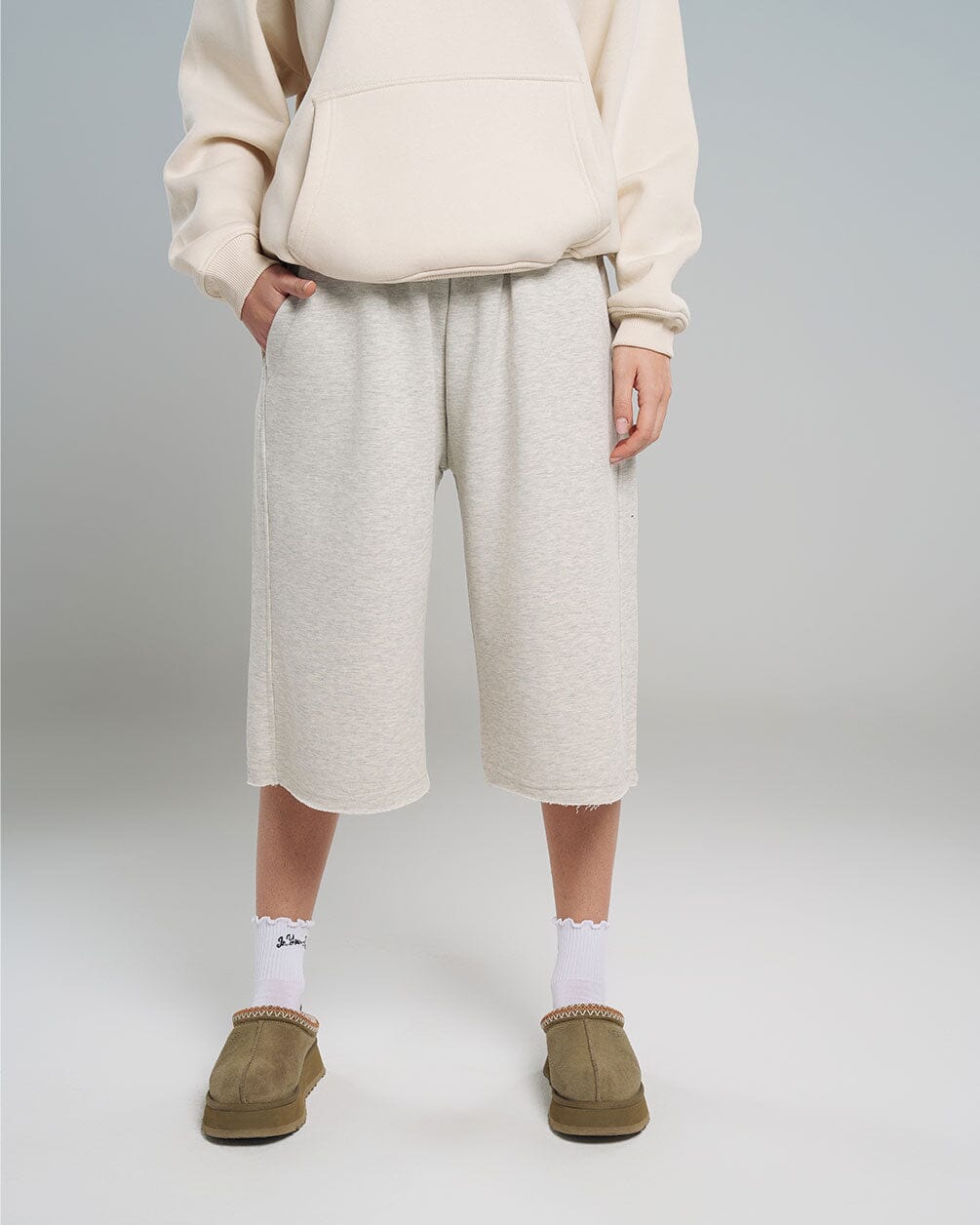 Heather Grey Oversized Sweat Jorts Jorts IN YOUR SHOE 