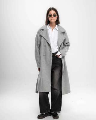 Heather Grey Oversized Wool Coat Coats IN YOUR SHOE 