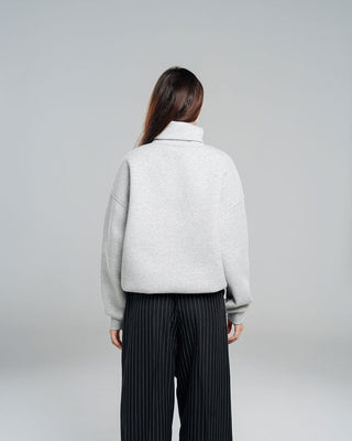 Heather Grey Worldwide Oversized Mock Neck Crewnecks IN YOUR SHOE 