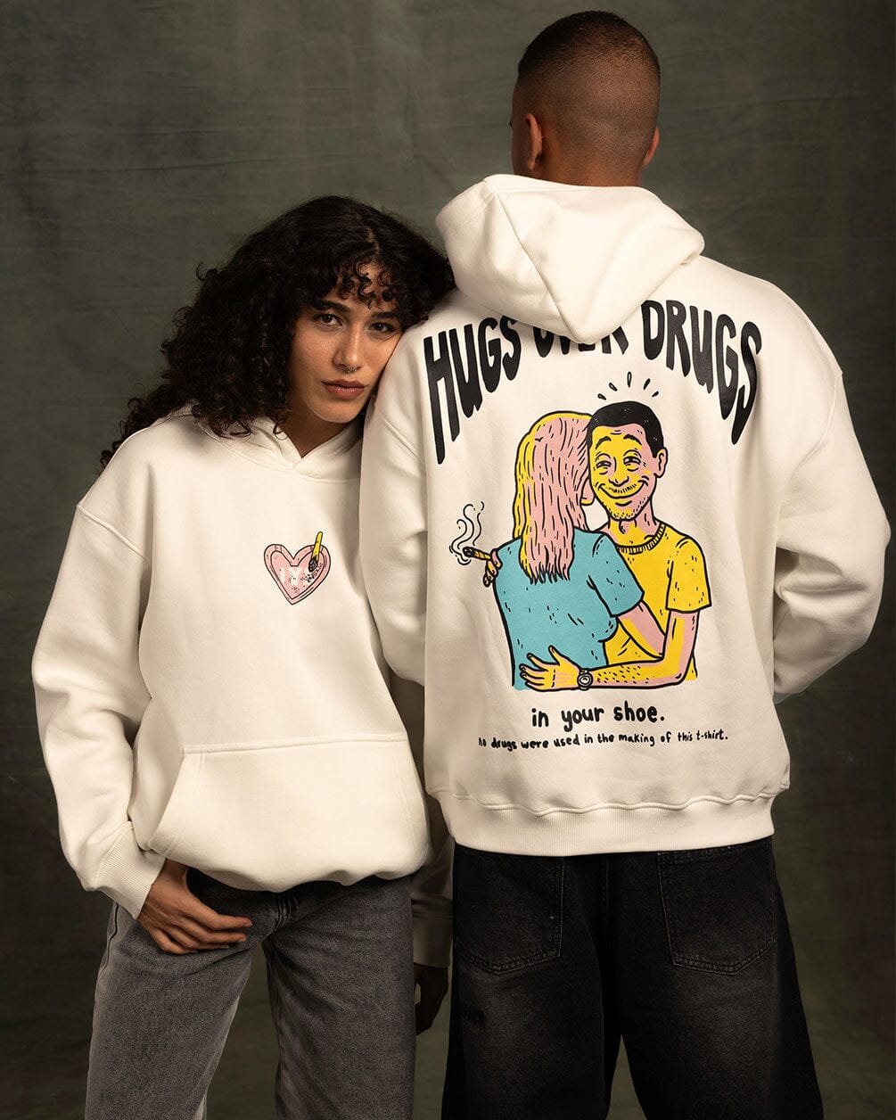 Hugs Over Drugs Hoodie Printed Hoodies IN YOUR SHOE 