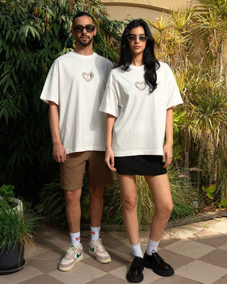 Hugs Over Drugs Printed Oversized Tee Printed Oversized Tees IN YOUR SHOE M 