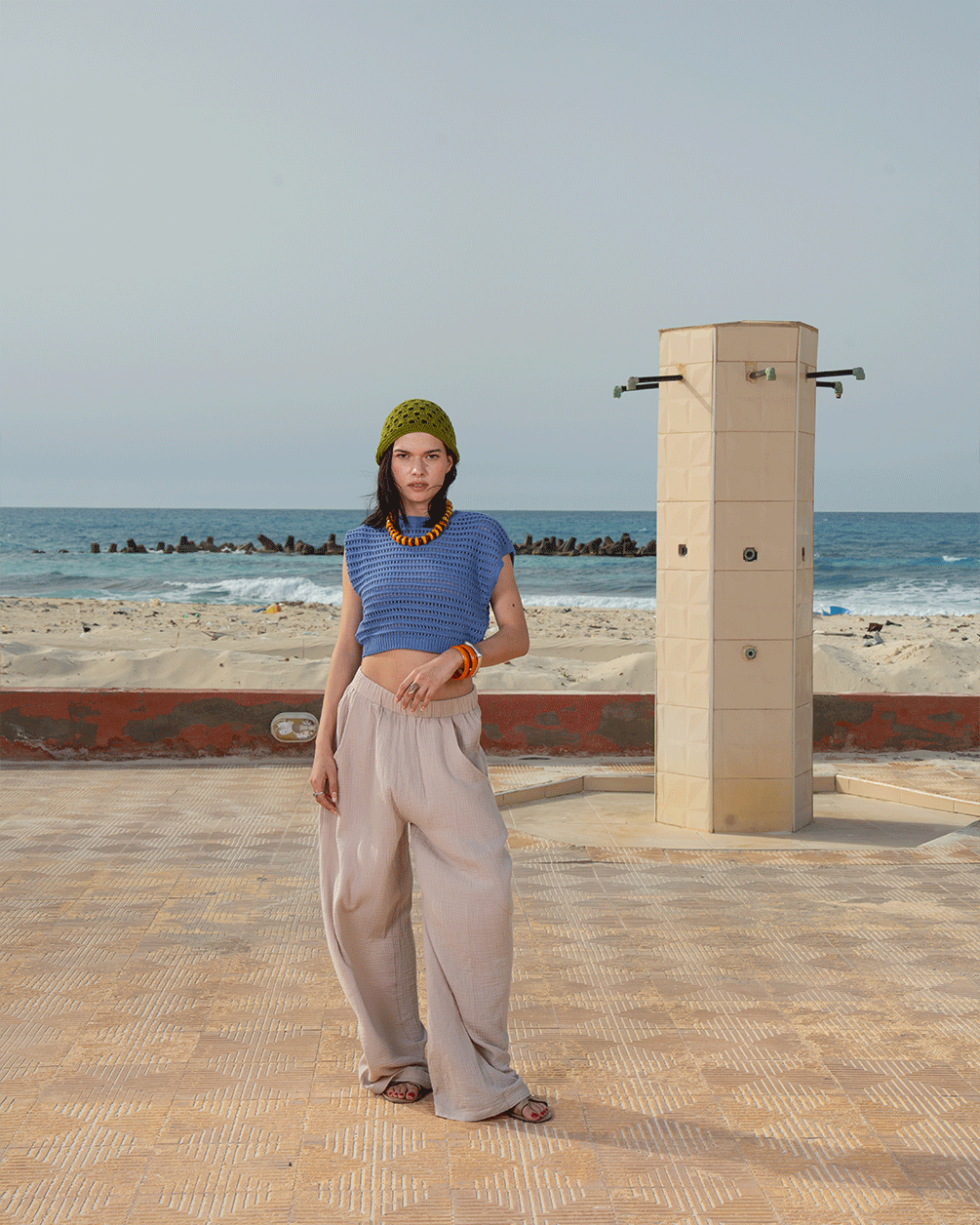 Indigo Crochet Cropped Top Half Sleeve Tops IN YOUR SHOE 