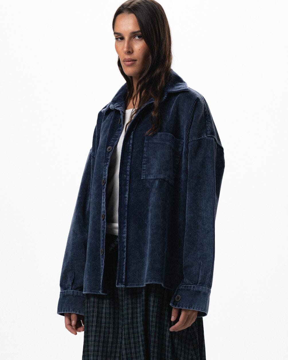 Indigo Oversized Washed Corduroy Shirt Corduroy Shirts IN YOUR SHOE M 