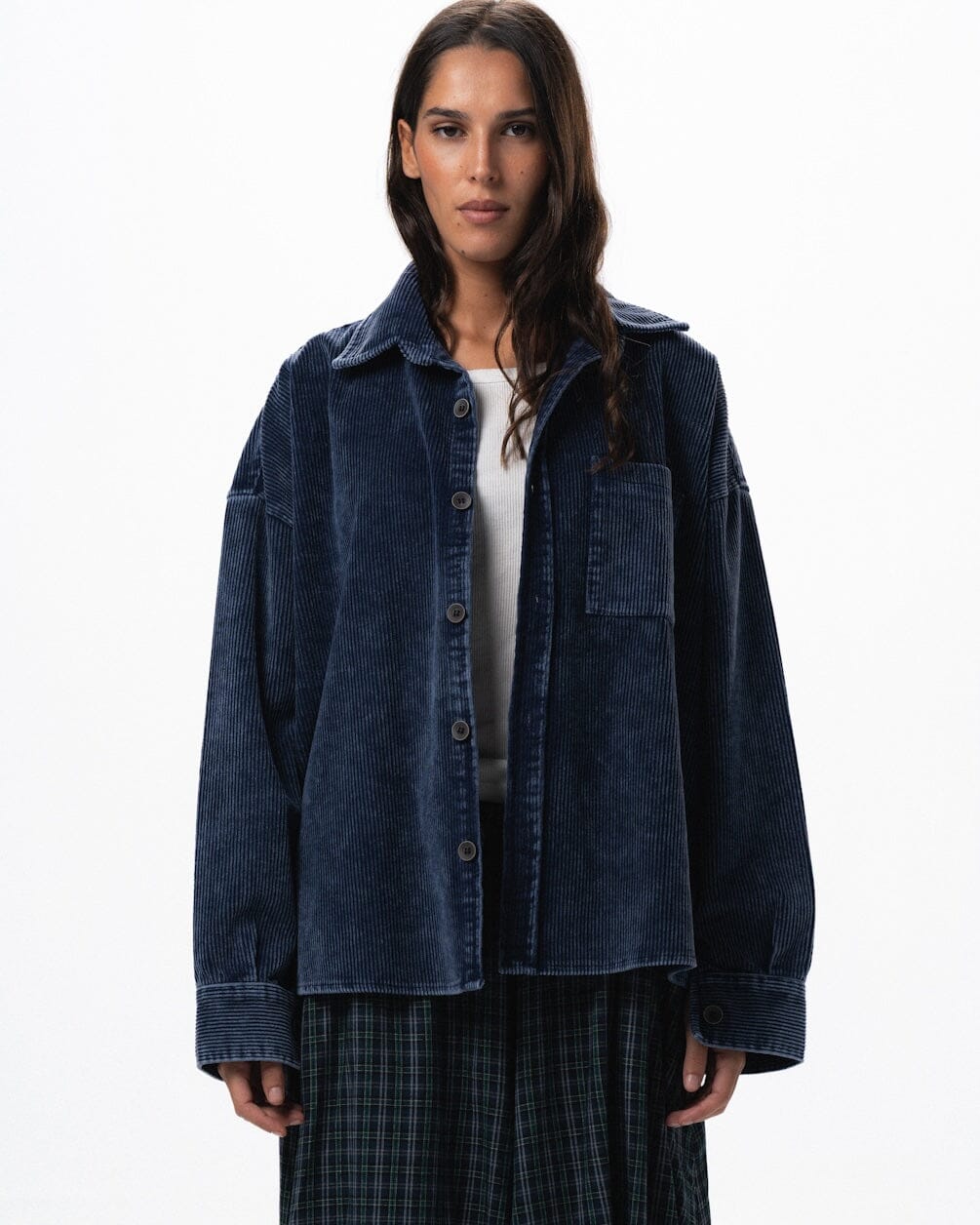 Indigo Oversized Washed Corduroy Shirt Corduroy Shirts IN YOUR SHOE 