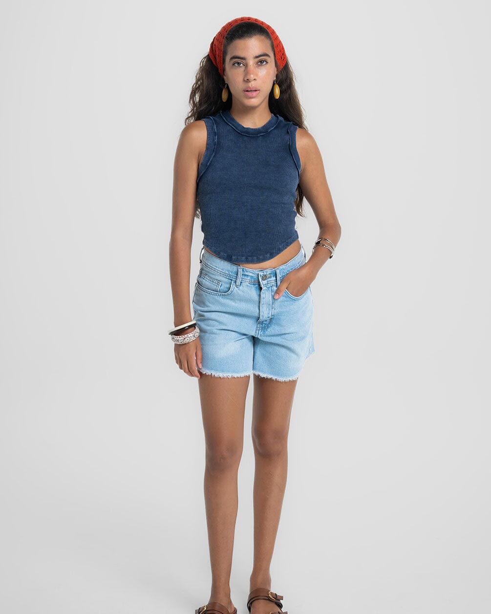 Indigo Washed Tank Top Tank Tops IN YOUR SHOE 