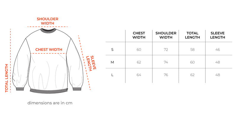 Mint and Poudre Balloon Knitwear Pullover size chart