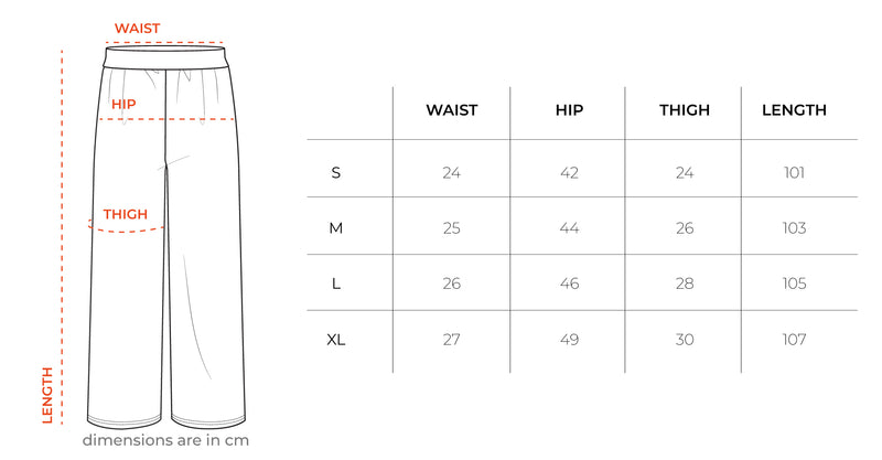 Brown Regular Knit Pants size chart