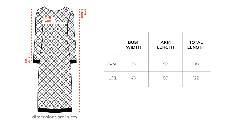 White Knitted Fishnet Dress size chart