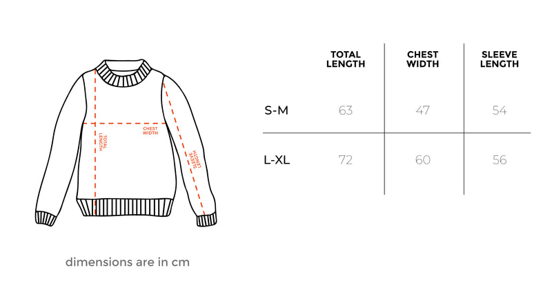Brick Red Cable Knit Sweater size chart
