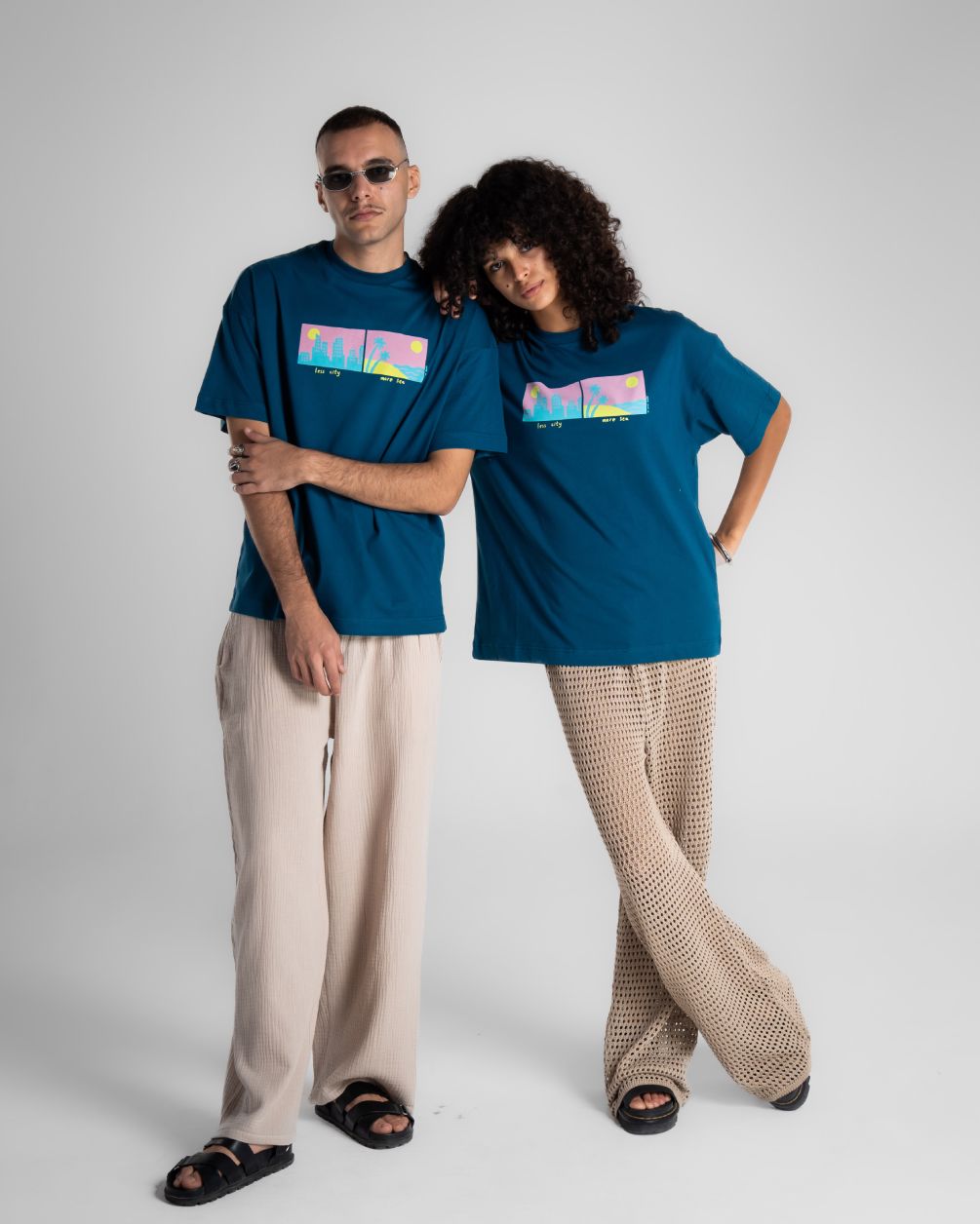 Less City More Sea Oversized Tee Printed Oversized Tees IN YOUR SHOE L 