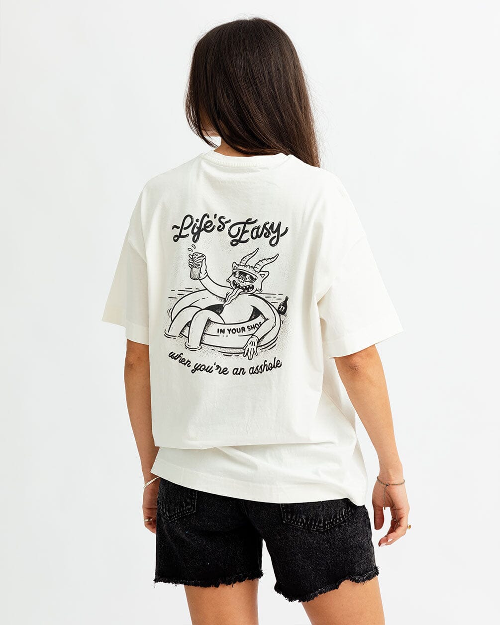 Life's Easy Printed Oversized Tee Printed Oversized Tees IN YOUR SHOE 