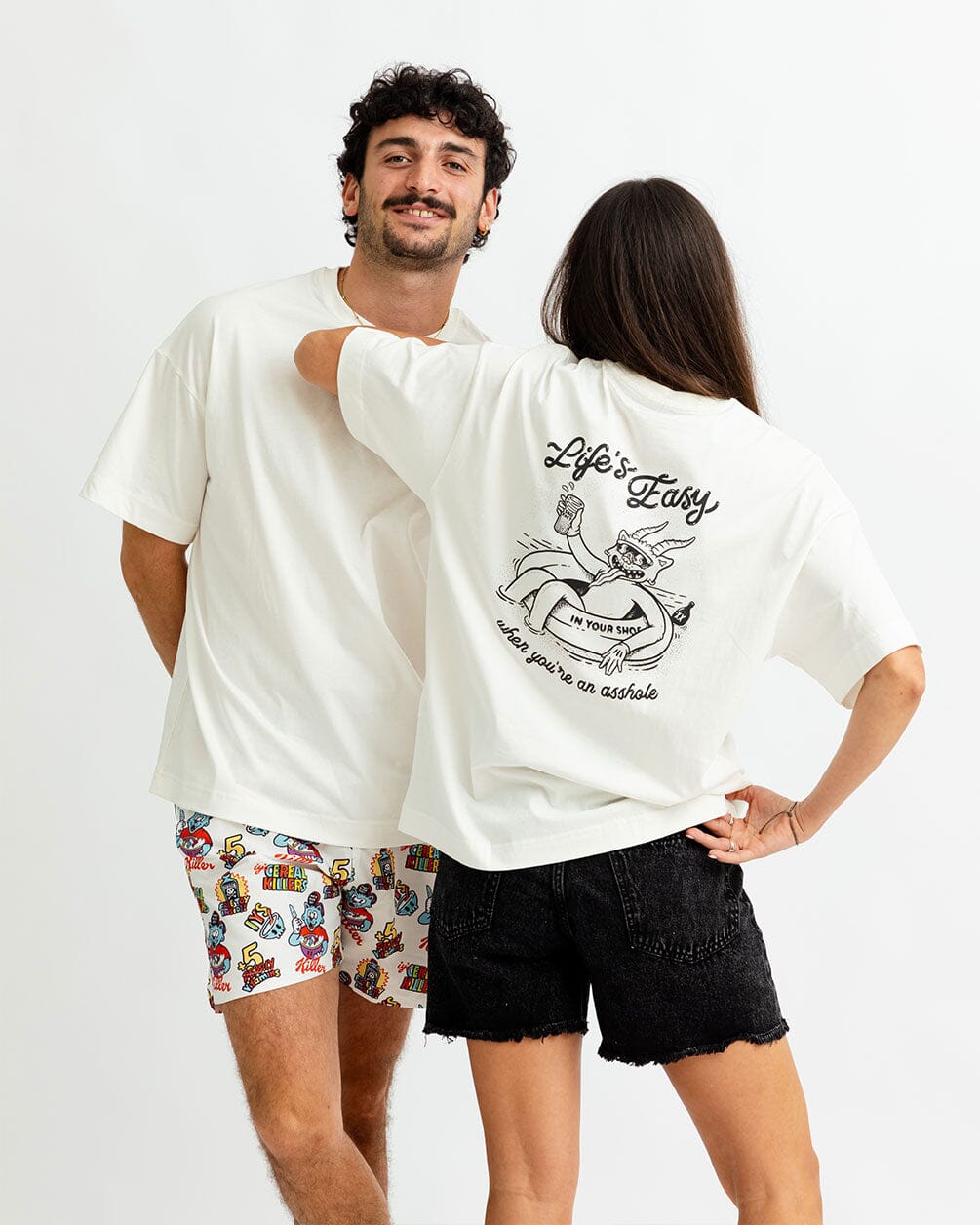 Life's Easy Printed Oversized Tee Printed Oversized Tees IN YOUR SHOE L 
