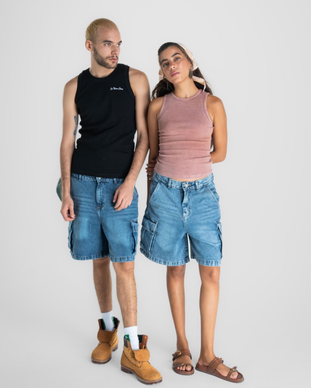 Light Blue Cargo Denim Shorts Denim Short IN YOUR SHOE S 