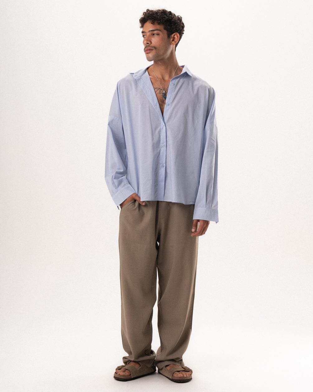 Light Blue Long Sleeve Oversized Shirt Oversized Shirts IN YOUR SHOE M 