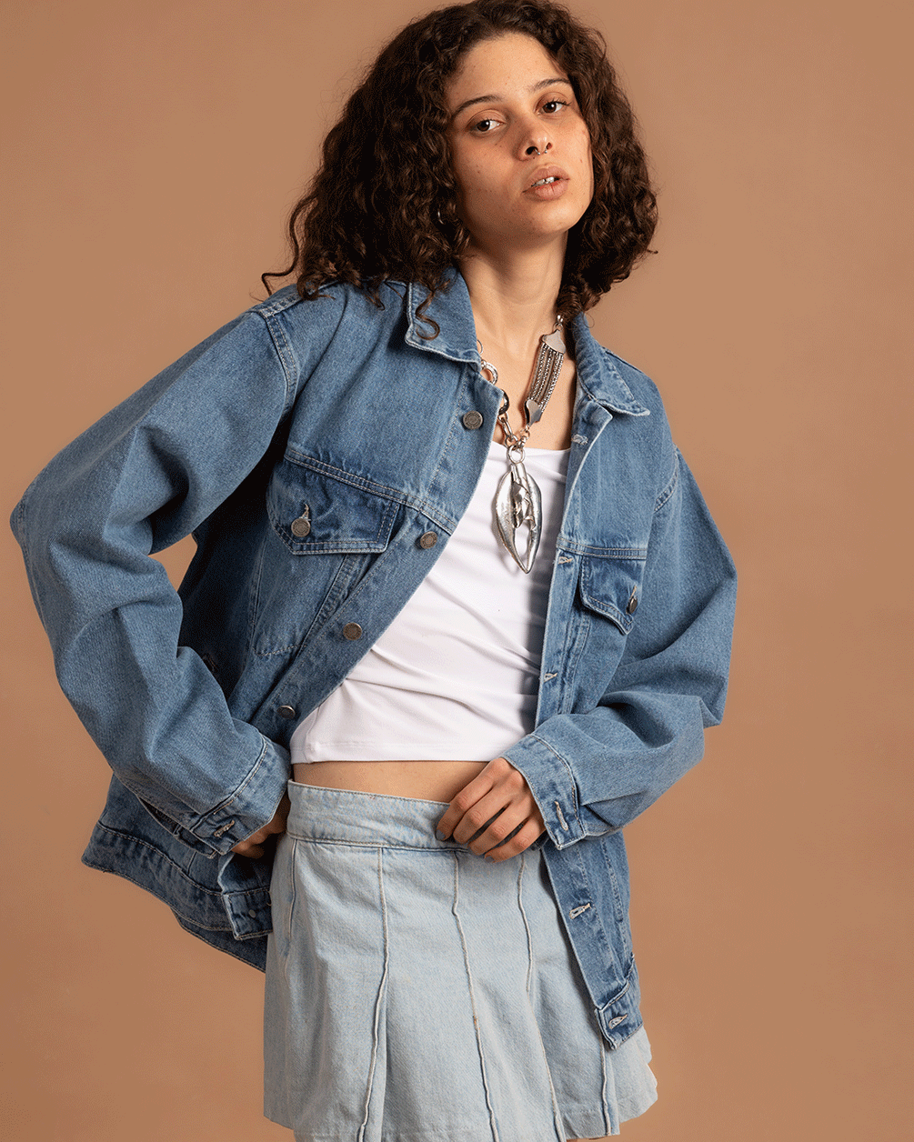 Light Blue Oversized Denim Jacket Denim Jacket IN YOUR SHOE S 