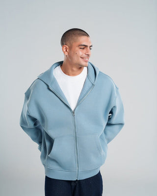 Light Blue Super Heavy Oversized Zip-Up Hoodie Zip Up Hoodies IN YOUR SHOE XL 