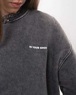 Light Grey Washed Oversized Crewneck Acid Washed Crewnecks IN YOUR SHOE 