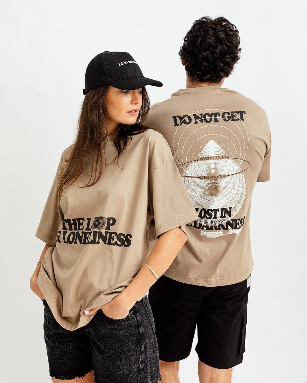 Lost In The Darkness Printed Oversized Tee Printed Oversized Tees IN YOUR SHOE M 