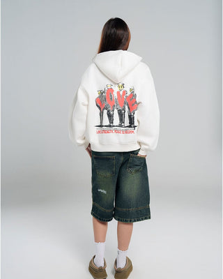 Love and Peace Boxy Hoodie Boxy Hoodies IN YOUR SHOE L 
