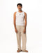 Male Beige Linen Wide Leg Pants