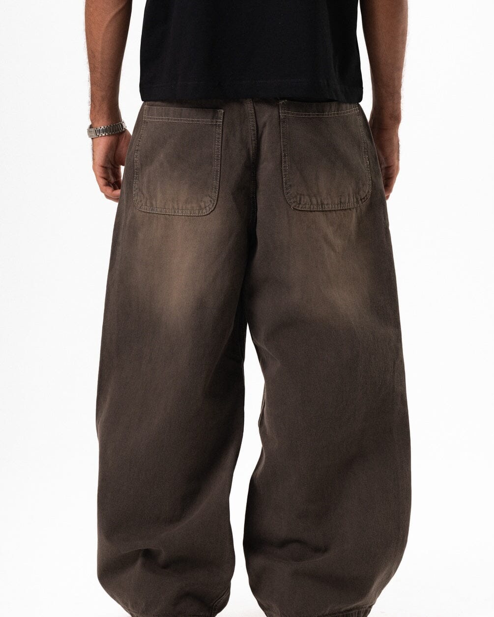 Male Beige Washed Oversized Baggy Jeans Jeans IN YOUR SHOE 34 