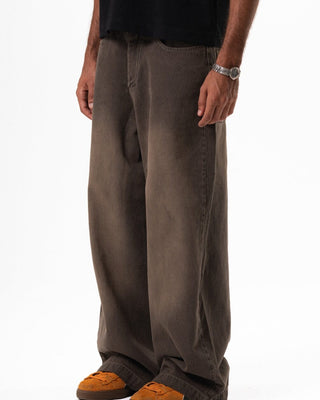 Male Beige Washed Oversized Baggy Jeans Jeans IN YOUR SHOE 36 
