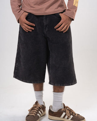 Male Black Corduroy Washed Wide Leg Jorts Jorts IN YOUR SHOE XL 