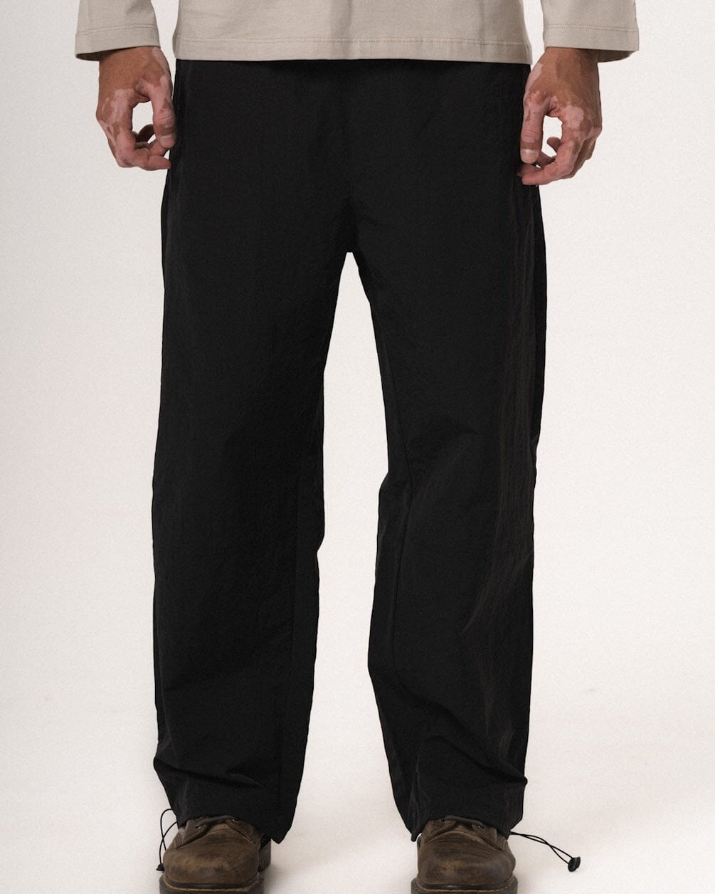 Male Black Loose Parachute Pants Pants IN YOUR SHOE L 