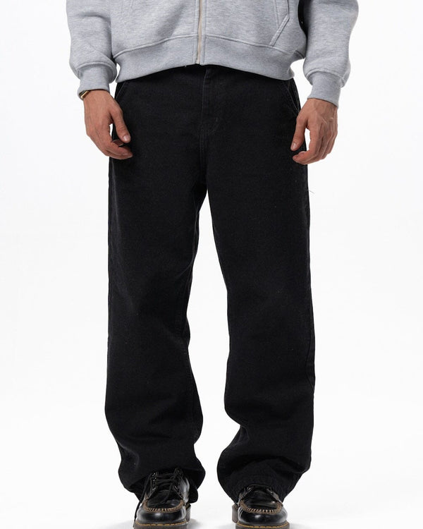Male Black Washed Straight Jeans