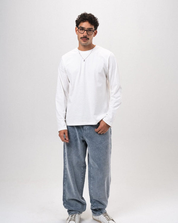 Male Blue Corduroy Washed Pants