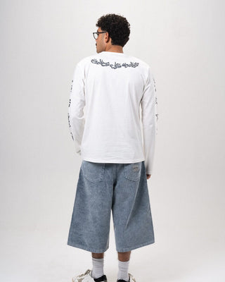 Male Blue Corduroy Washed Wide Leg Jorts Jorts IN YOUR SHOE L 