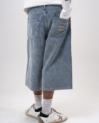Male Blue Corduroy Washed Wide Leg Jorts Jorts IN YOUR SHOE XL 