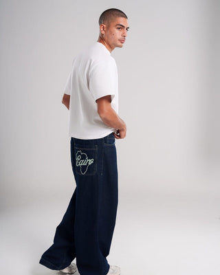 Male Dark Blue Huge Back Pocket Balloon Super Loose Jeans Jeans IN YOUR SHOE 34 