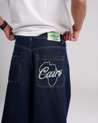 Male Dark Blue Huge Back Pocket Balloon Super Loose Jeans Jeans IN YOUR SHOE 38 