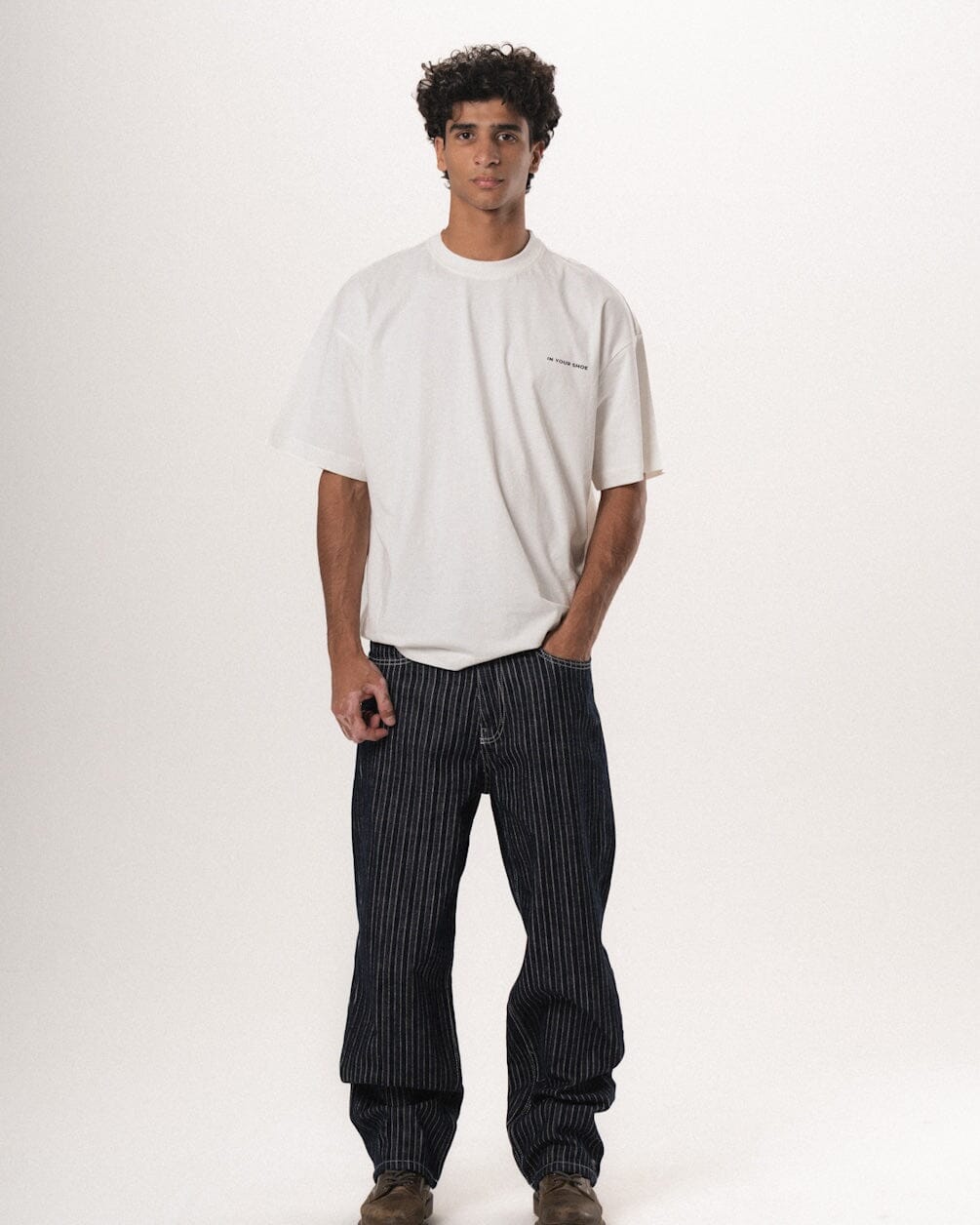 Male Dark Blue Striped Loose Fit Jeans Jeans IN YOUR SHOE 30 