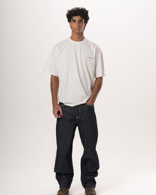 Male Dark Blue Striped Loose Fit Jeans Jeans IN YOUR SHOE 30 