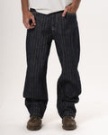 Male Dark Blue Striped Loose Fit Jeans