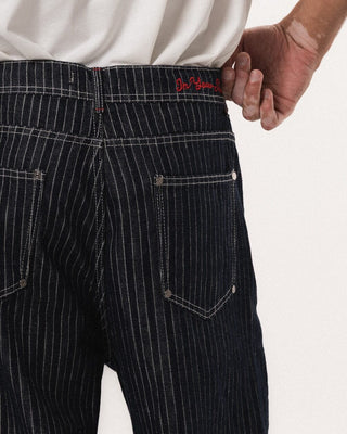Male Dark Blue Striped Loose Fit Jeans Jeans IN YOUR SHOE 