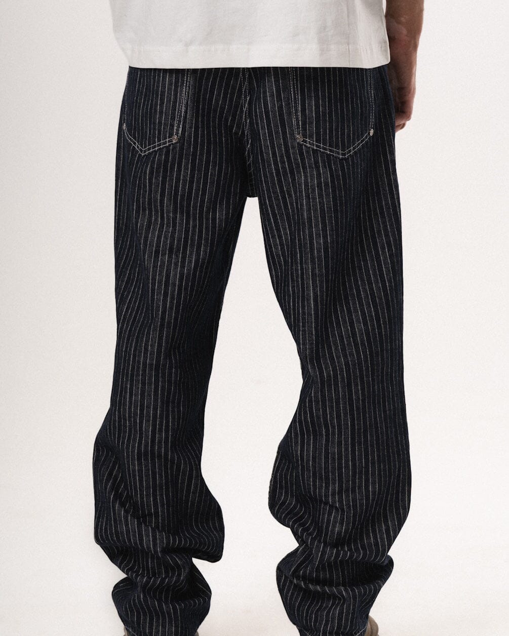 Male Dark Blue Striped Loose Fit Jeans Jeans IN YOUR SHOE 36 