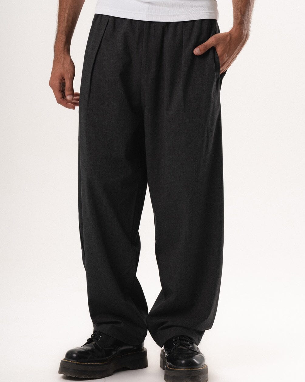 Male Dark Grey Loose Office Pants Pants IN YOUR SHOE M 