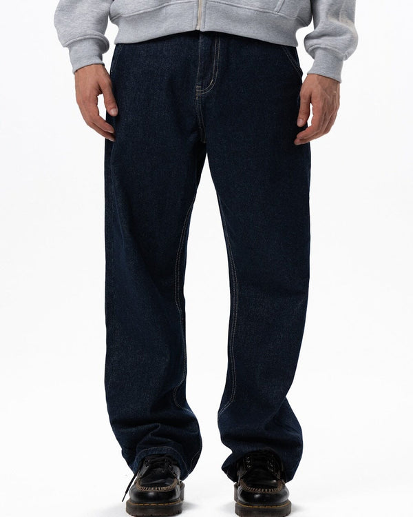 Male Dark Navy Washed Straight Jeans