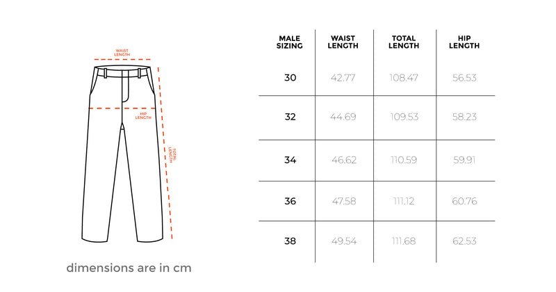 Male Wide-leg Grey Washed Cargo Jeans size chart