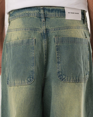 Male Green Washed Oversized Baggy Jeans Jeans IN YOUR SHOE 38 