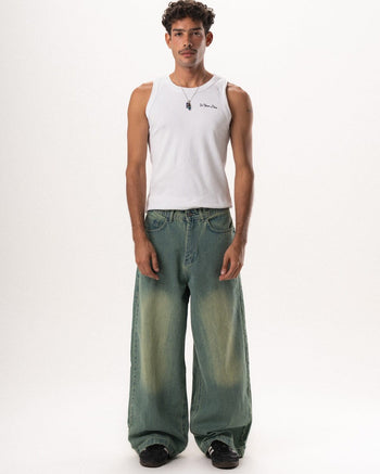 Male Green Washed Oversized Baggy Jeans Jeans IN YOUR SHOE 30 